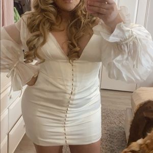 ‘MATILDA' IVORY SATIN CORSET MINI DRESS
